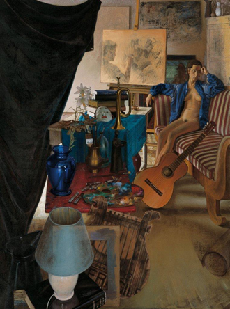 Hommage à Vermeer, Öl/Leinwand, 98 x 79 cm, 1991-1992
